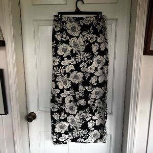 Floral Black and White Maxi Skirt
